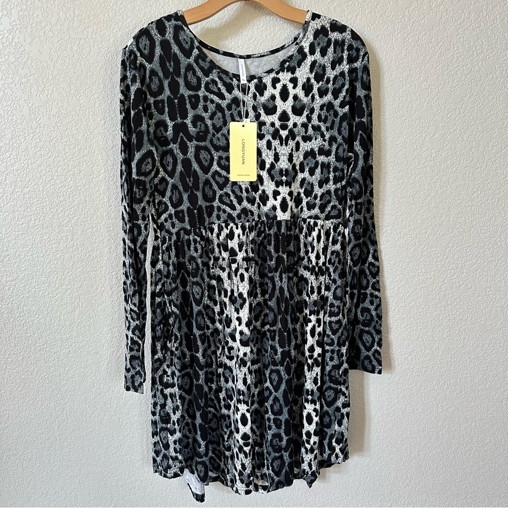 Leopard Print Long Sleeve Dress